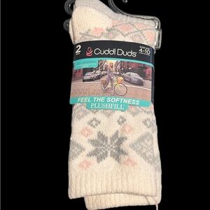 Cuddl Duds White and Gray Plushfill Socks